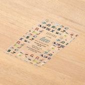 かわいいアルファベットABC動物よちよち歩き誕生日 アクリル招待状 (レイダウン)