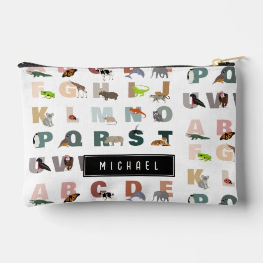 かわいいアルファベットABC動物名前をカスタムする学校 アクセサリーポーチ (裏面)
