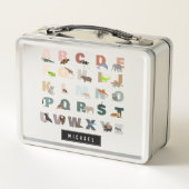 かわいいアルファベットABC動物名前をカスタムする学校 メタルランチボックス (裏面)