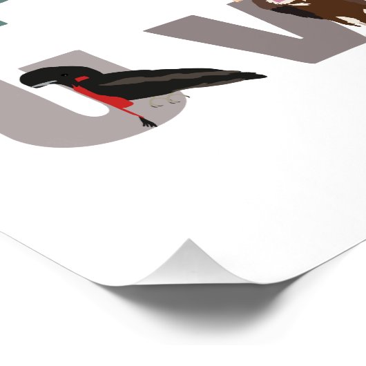 かわいいアルファベットABC動物教室子供部屋 ポスター (コーナー)