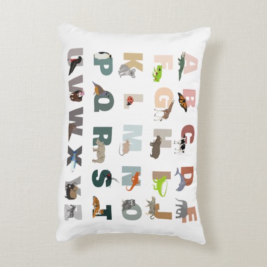 かわいいアルファベットABC動物 アクセントクッション (裏面(縦))