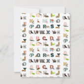 かわいいアルファベットABC動物 カスタム名前 学校 ノートカード (裏面)