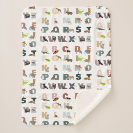かわいいアルファベットABC動物 シェルパブランケット