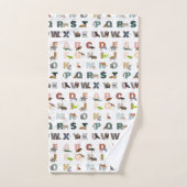 かわいいアルファベットABC動物 バスタオルセット (ハンドタオル)