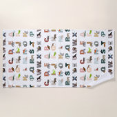 かわいいアルファベットABC動物 ビーチタオル (正面)