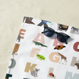 かわいいアルファベットABC動物 ビーチタオル