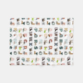 かわいいアルファベットABC動物 フリースブランケット (正面(横))