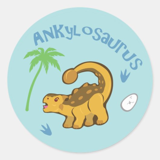 かわいいアンキロザウルス ラウンドシール (正面)