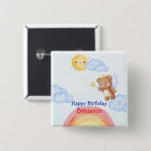 かわいいアングルteddy bear wing誕生日パーティー 缶バッジ (正面&裏面)
