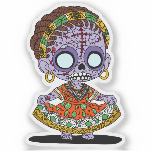 かわいいアンゴラのゾンビ シール (正面)