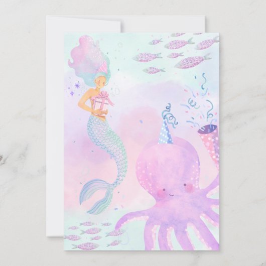 かわいいアンダーザシーフォト誕生日 招待状 (裏面)