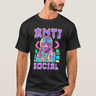 かわいいアンチソシアルズVAPORWAVEアニメガール日本のAn Tシャツ