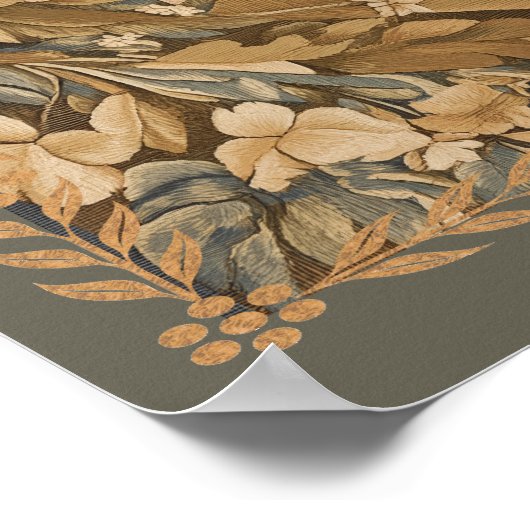 かわいいアンティークウサギの中世タペストリーガーデン ポスター (角)