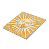 かわいいアンティークヴィンテージ金ゴールドイエローサン顔 タイル (側面)