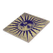 かわいいアンティークヴィンテージ金ゴールドブルーサン顔 タイル (側面)