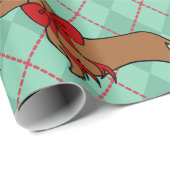 かわいいアーガイルクリスマスダッシュント犬ラッピング紙 ラッピングペーパー (ロールコーナー)