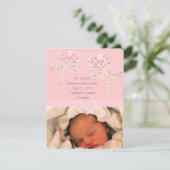 かわいいアーガイルピンクのベビーガール発表 案内状 (スタンド正面)