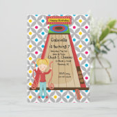 かわいいアーケードのSkeeの球の女の子の誕生日の招待状 招待状 (スタンド正面)