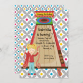 かわいいアーケードのSkeeの球の女の子の誕生日の招待状 招待状 (正面/裏面)