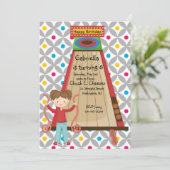 かわいいアーケード スキー ボール 女の子の誕生日招待状 招待状 (スタンド正面)