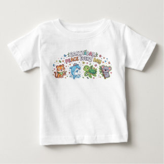 かわいいアースデーの動物たち - 毎日が平和 キッズ ベビー ベビーTシャツ