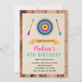 かわいいアーチェリーテーマの女の子の招待 招待状 (正面)