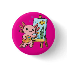 かわいいアーティストのウーパールーパーの絵ボタン