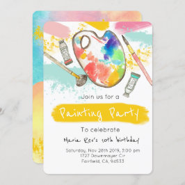 かわいいアーティ絵画ストの子どものパーティー誕生招待状 招待状