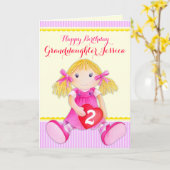 かわいいアートの孫娘のラグドールの誕生日カード カード (黄色い花)