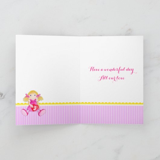 かわいいアートの孫娘のラグドールの誕生日カード カード (内部)