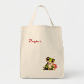 かわいいアートカエルのトートバッグ トートバッグ (正面)