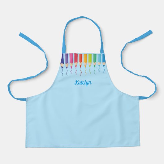 かわいいアートクラス色鉛筆キッズパーソナライズされた エプロン (正面)