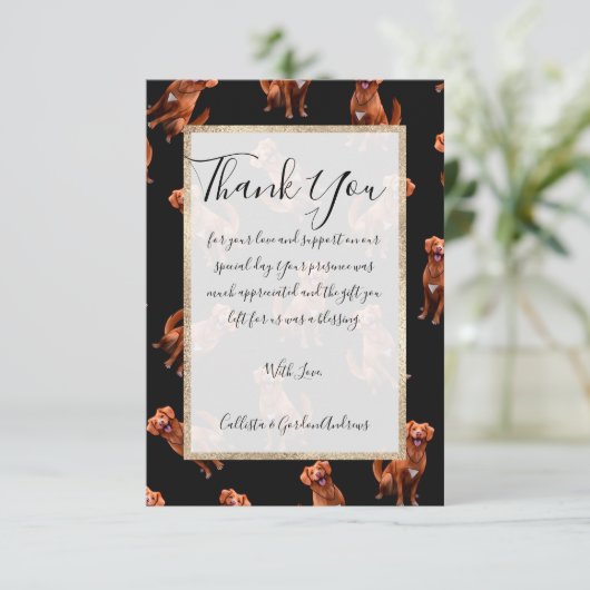 かわいいアートゴールデンレトリバー犬のパターン サンキューカード (スタンド正面)