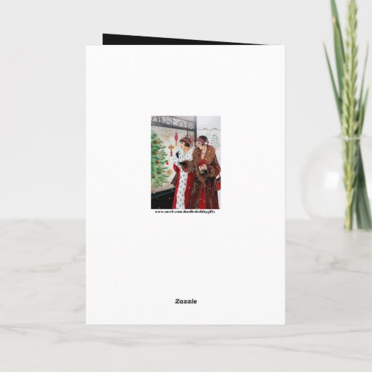 かわいいアートデコのレトロなヴィンテージクリスマス カード (裏面)