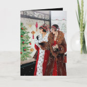 かわいいアートデコのレトロなヴィンテージクリスマス カード (正面)