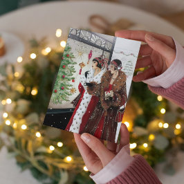 かわいいアートデコのレトロなヴィンテージクリスマス カード