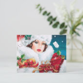 かわいいアートデコのレトロなヴィンテージクリスマス シーズンポストカード (スタンド正面)