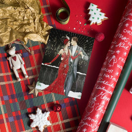 かわいいアートデコカップルのメッセージを追加 シーズンカード