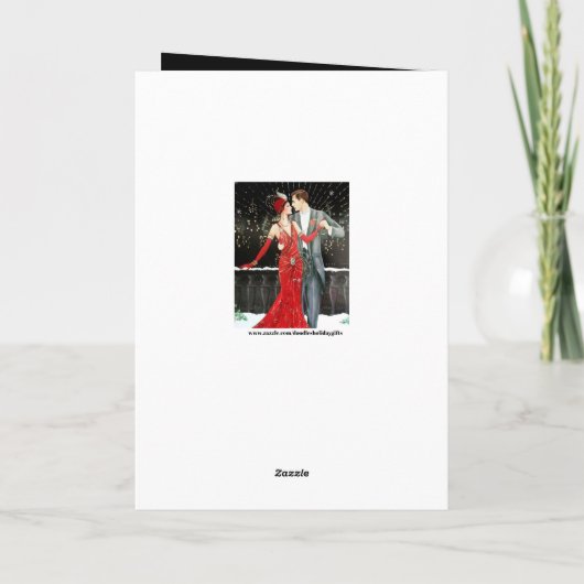 かわいいアートデコカップルのメッセージを追加 シーズンカード (裏面)