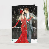 かわいいアートデコカップルのメッセージを追加 シーズンカード (正面)