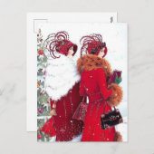 かわいいアートデコレトロヴィンテージレディース シーズンポストカード (正面/裏面)