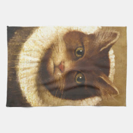 かわいいアートビクトリアンヴィンテージの絵画猫 キッチンタオル