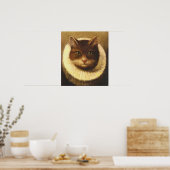 かわいいアートビクトリアンヴィンテージの絵画猫 ポスター (キッチン)