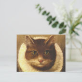 かわいいアートビクトリアンヴィンテージの絵画猫 ポストカード (スタンド正面)