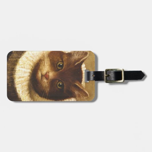 かわいいアートビクトリアンヴィンテージの絵画猫 ラゲッジタグ (正面横)