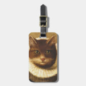 かわいいアートビクトリアンヴィンテージの絵画猫 ラゲッジタグ (正面縦)
