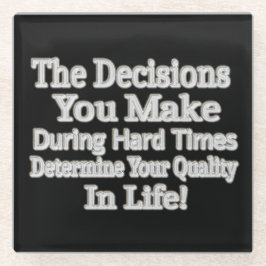 かわいいアートワークデザイン「あなたの人生のクオリティ！」 買 ガラスコースター