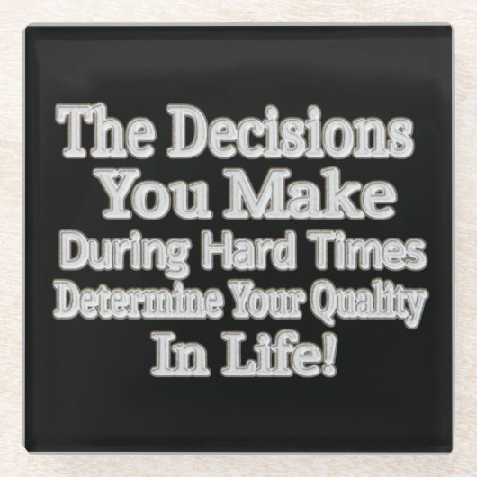 かわいいアートワークデザイン「あなたの人生のクオリティ！」 買 ガラスコースター (正面)