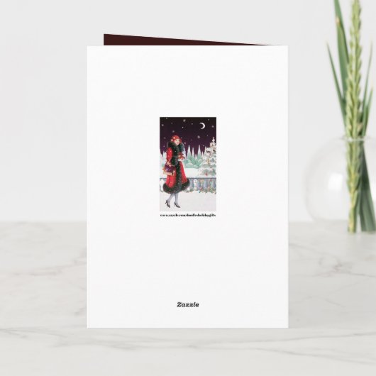 かわいいアートヴィンテージレディーメッセージを追加 シーズンカード (裏面)