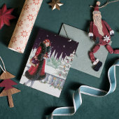 かわいいアートヴィンテージレディーメッセージを追加 シーズンカード